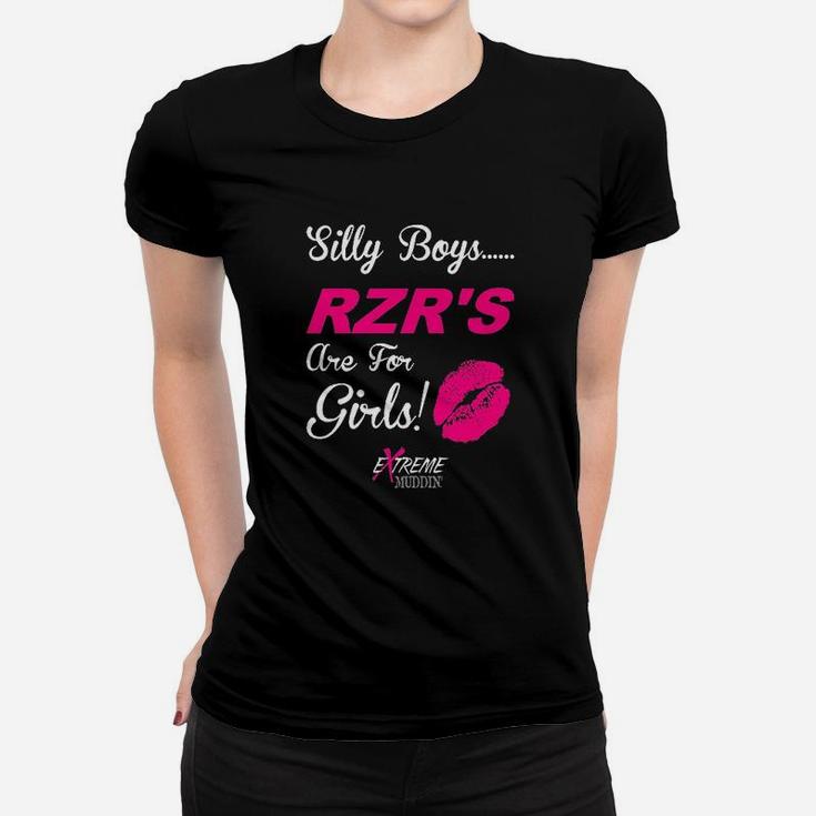 Extreme Muddin Silly Boys Rzrs Are For Girls On A Black Women T-shirt