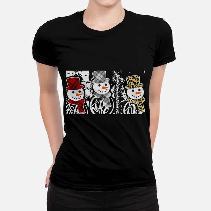 Faith Hope Love Jesus Snowman Plaid Leopard Christmas Gift Sweatshirt Women T-shirt