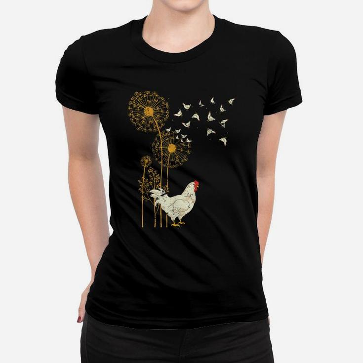Farmer Poultry Bird Flower Farm Animal Dandelion Chicken Women T-shirt