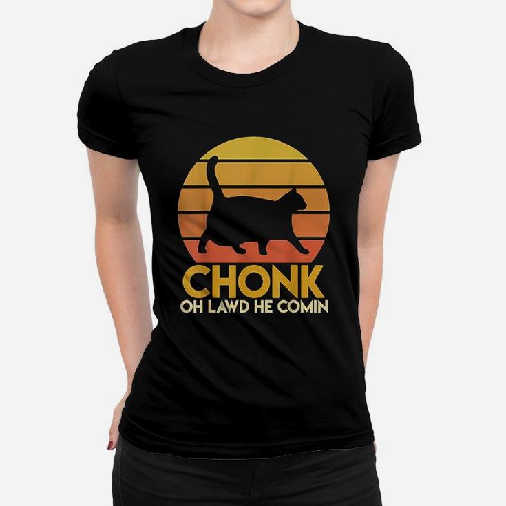Fat Cats Chonk Oh Lawd He Comin Vintage Retro Sunset Women T-shirt