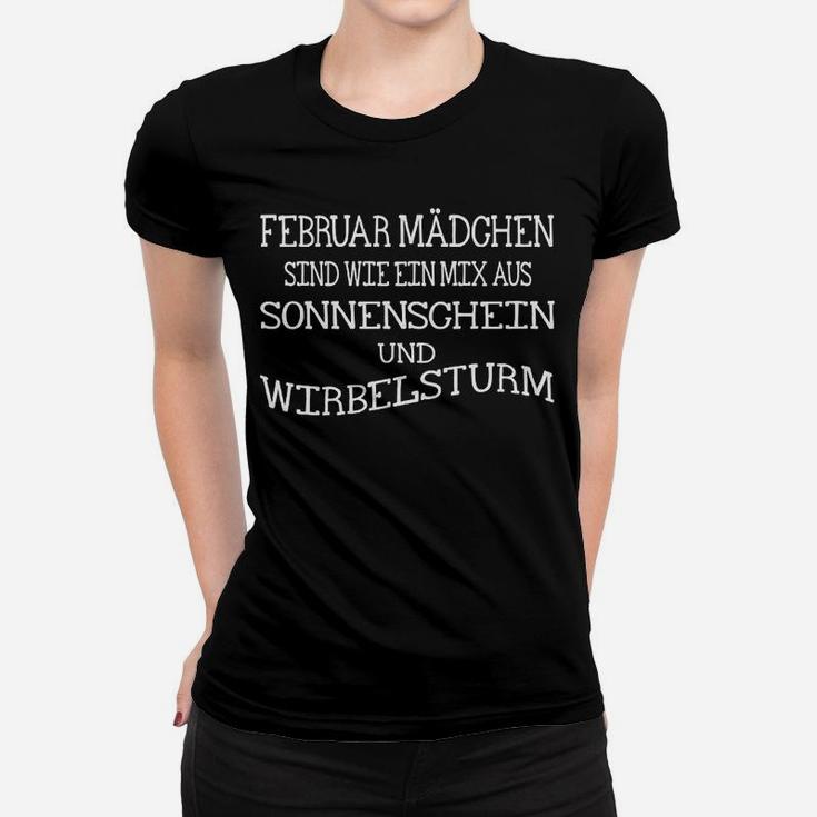 Februar Mädchen Frauen Tshirt, Schwarz - Sonnenschein & Wirbelsturm Mix