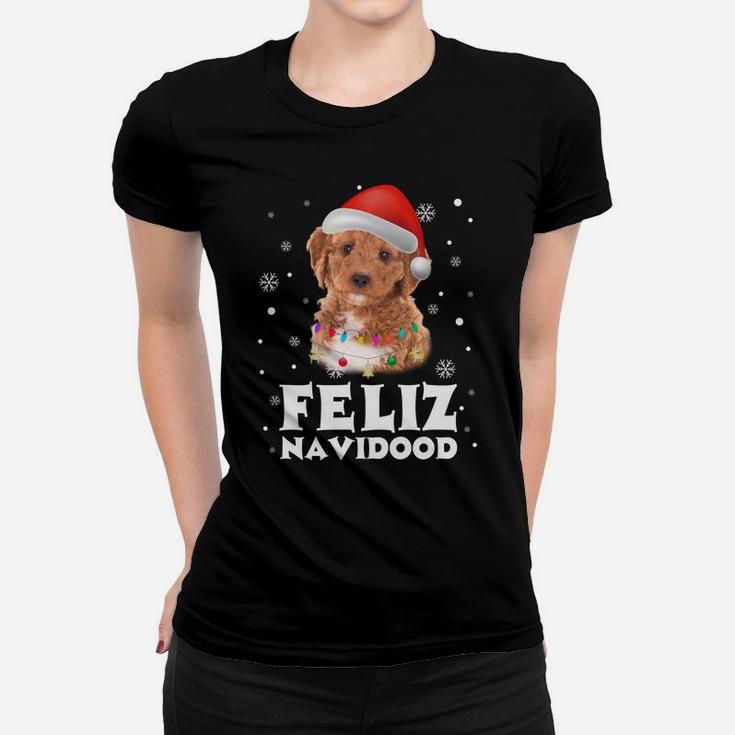Feliz Navidood Labradoodle Puppy Christmas Gift Dog Sweatshirt Women T-shirt