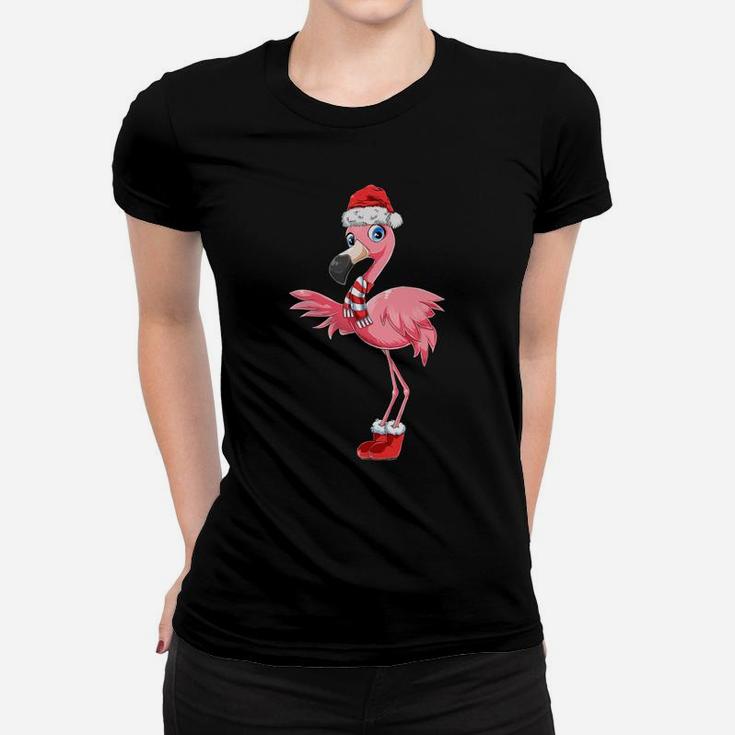 Flamingo Christmas Gift Xmas Santa Claus Pink Cute Flamingo Women T-shirt