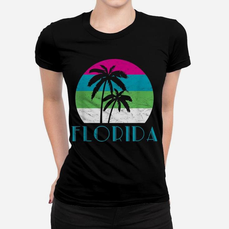 Florida Vacation Vintage Retro Sun And Palm Tree Women T-shirt