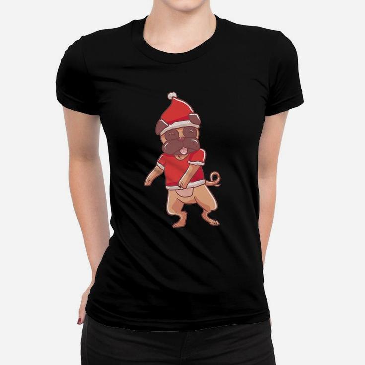 Flossing Santa Pug Dog Funny Ugly Christmas Shirt Gift Women T-shirt