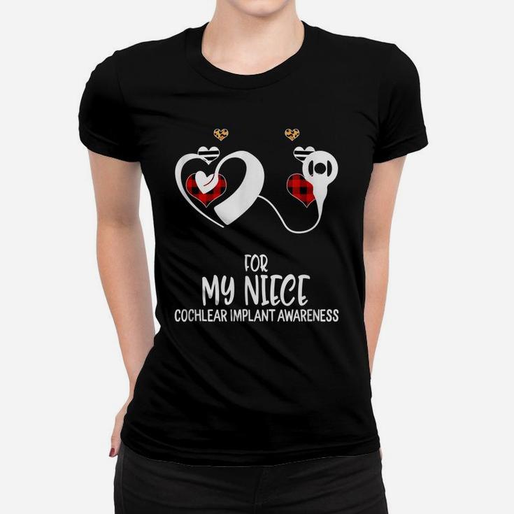 For My Niece Cochlear Implant Awareness Ribbon Buffalo Women T-shirt