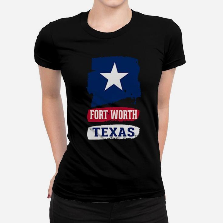 Fort Worth Texas State Flag Cool Distressed Vintage Grunge Women T-shirt