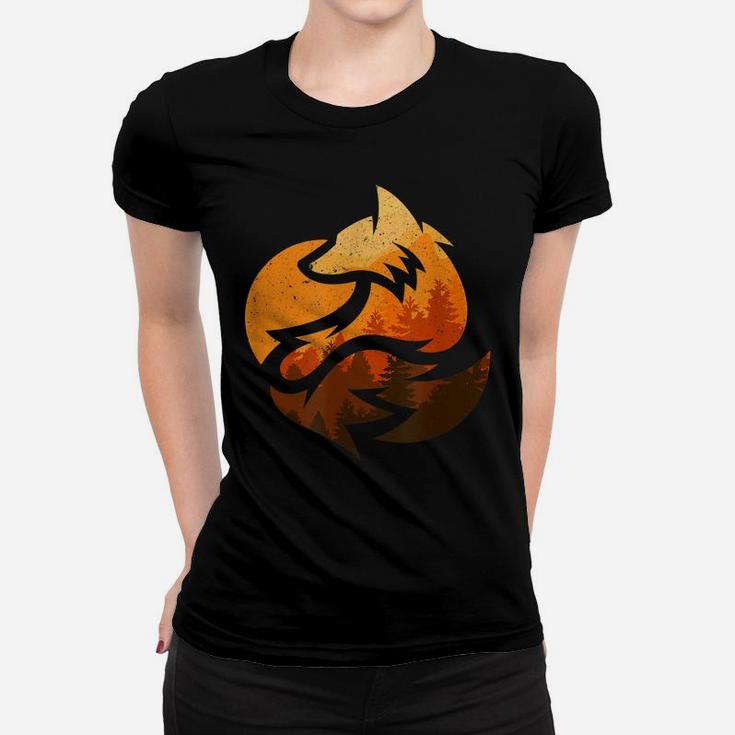 Fox Animal Design Gifts With Nature Trees Hunting Women T-shirt