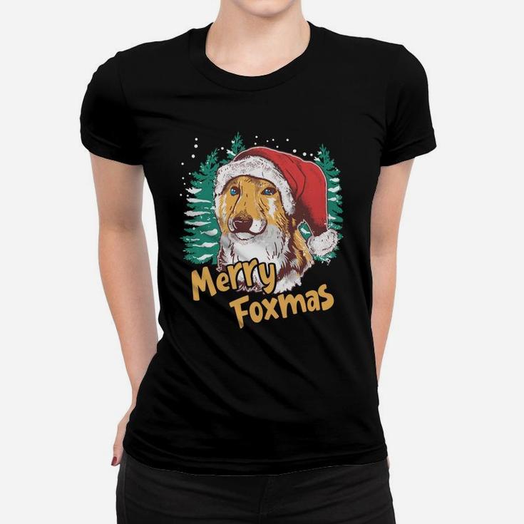 Fox Santa Merry Foxmas Christmas Xmas Family Holidays Gift Sweatshirt Women T-shirt