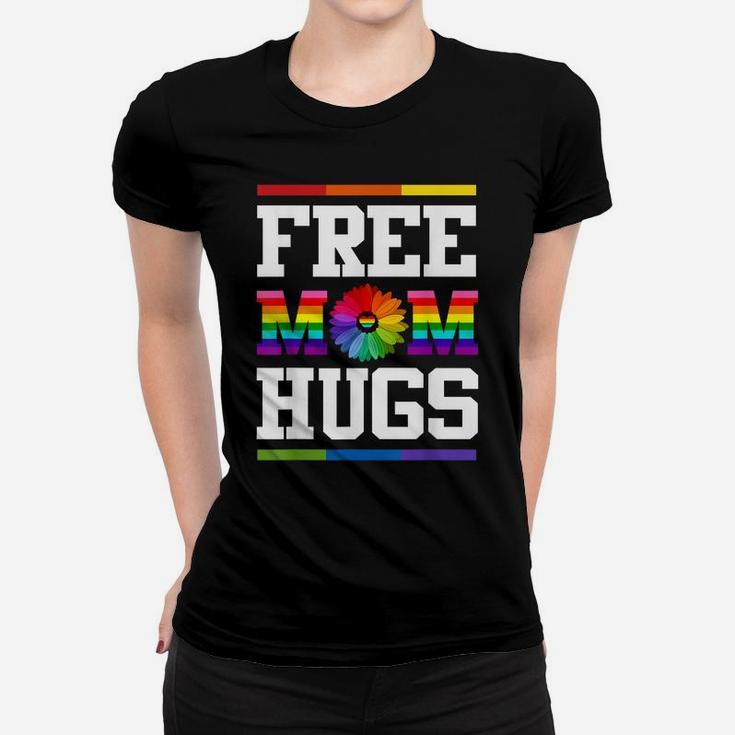 Free Mom Hugs Gay Pride Lgbt Daisy Rainbow Flower Funny Tee Women T-shirt