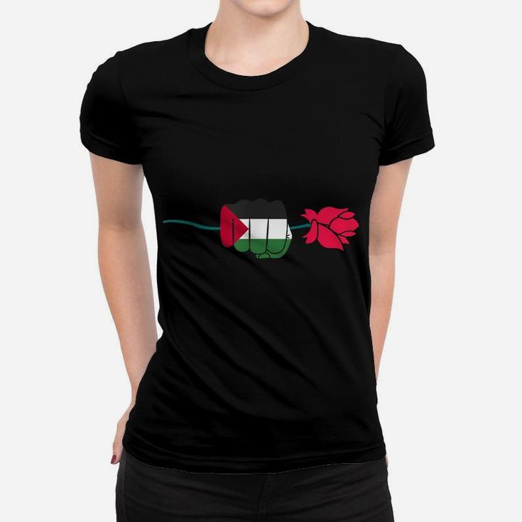 Free Palestine Palestine Flag Flower Women T-shirt