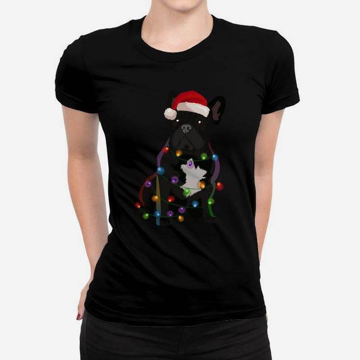 French Bulldog Frenchie Christmas Lights Xmas Dog Lover Sweatshirt Women T-shirt