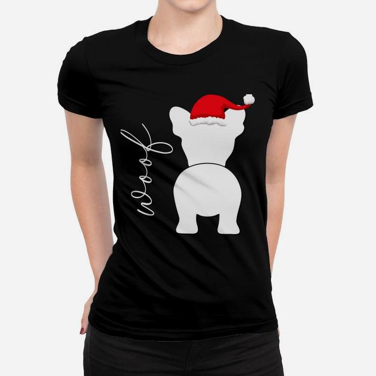 French Bulldog Frenchie Dog Christmas Santa Claus Hat Women T-shirt