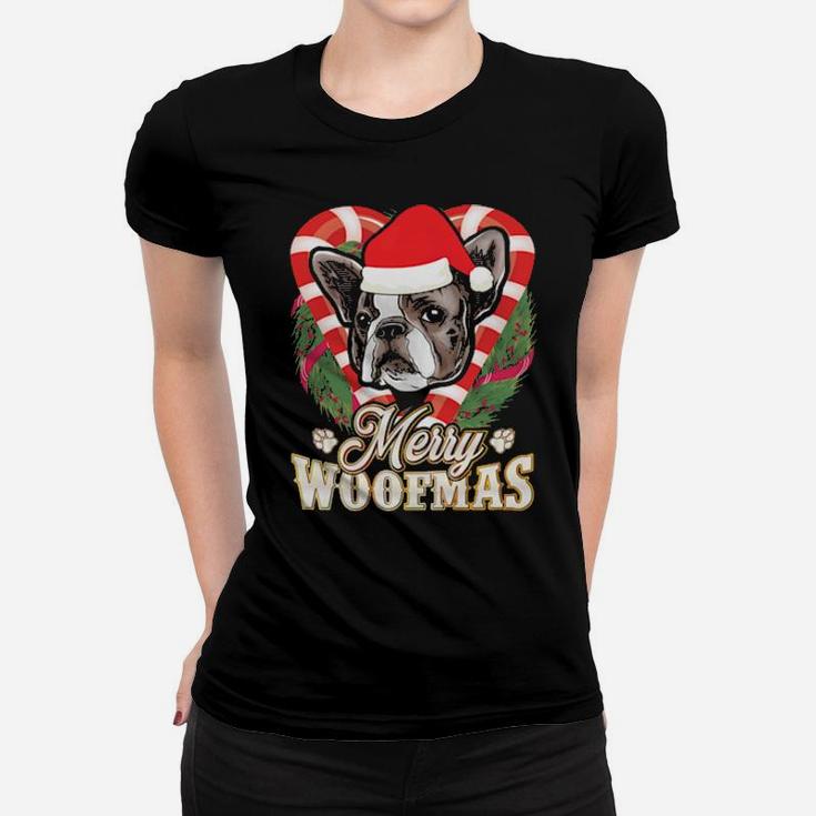 French Bulldog Merry Woofmas Frenchie Santa Dog Women T-shirt