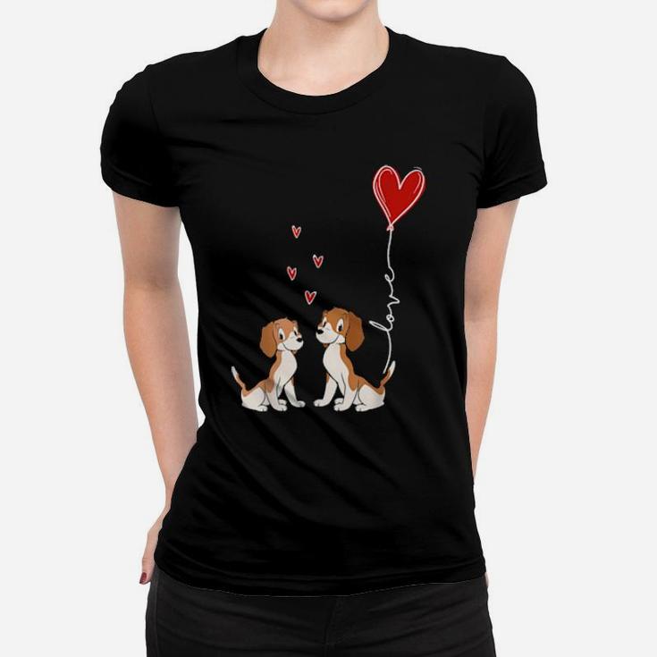 Funny Beagle Dog Happy Valentines Day Couple Matching Women T-shirt