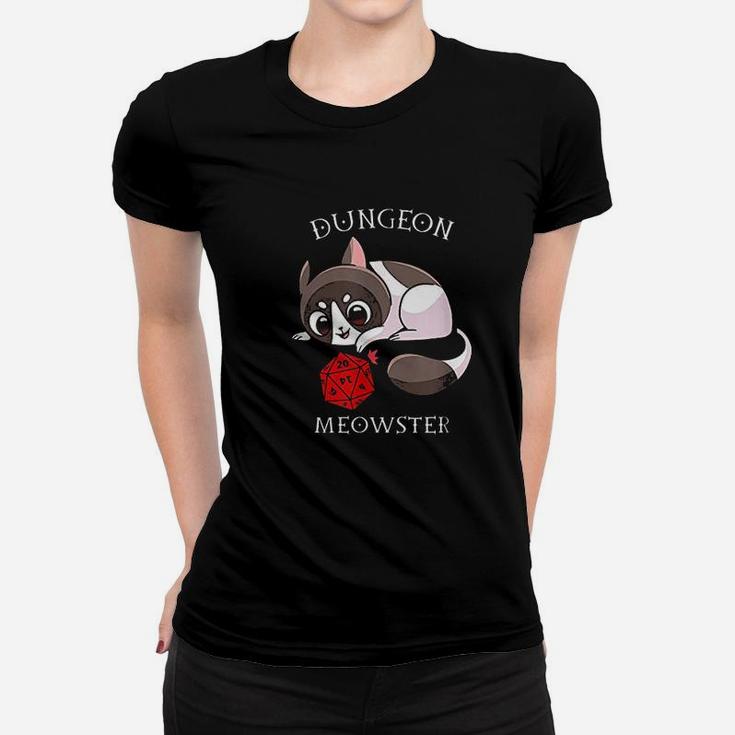 Funny Cat Dungeon Meowster Nerd Rpg Table Top Gamer D20 Women T-shirt
