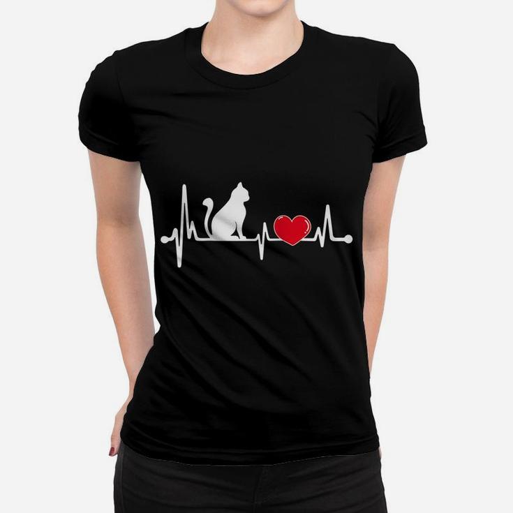Funny Cat Heartbeat - Cat Lovers Gifts For Men Women - Girls Raglan Baseball Tee Women T-shirt