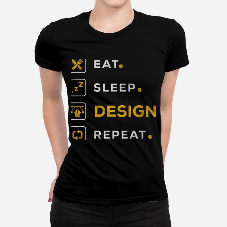 Funny Christmas Graphic Designer Gift Eat Sleep Design Women T-shirt