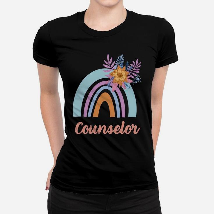 Funny Counselor Blue Floral Boho Rainbow Women Women T-shirt