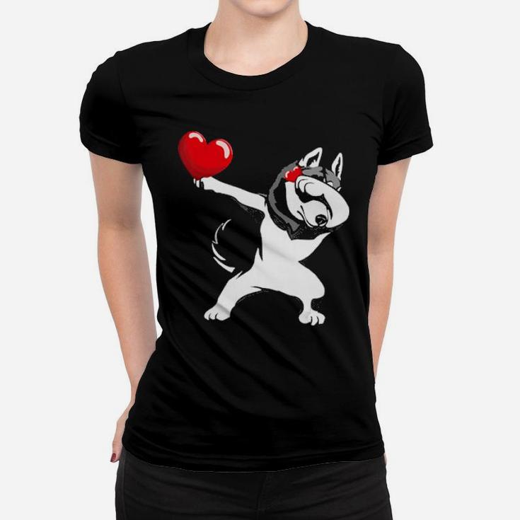 Funny Dabbing Husky  Valentine's Day Gift Boys Girls Women T-shirt