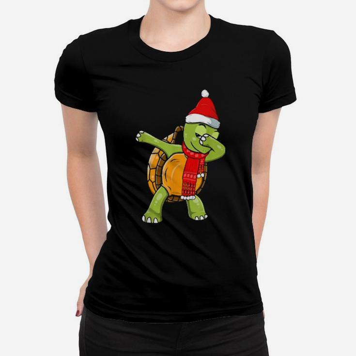 Funny Dabbing Turtle Xmas Women T-shirt