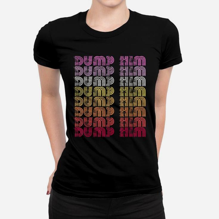 Funny Dump-Him Boho Retro Sunset Vintage Rainbow Distressed Women T-shirt