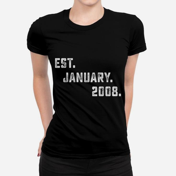 Funny Est January 2008 10Th Years Old Shirt 10 Birthday Gift Women T-shirt