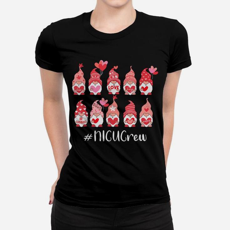 Funny Gnome With Hearts Nicu Crew Valentine's Day Matching Women T-shirt
