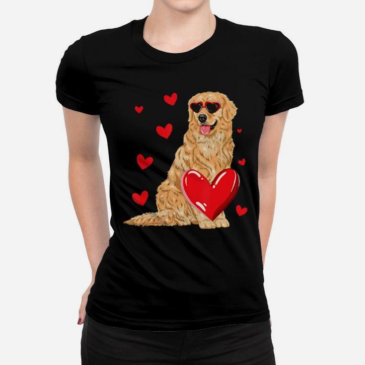 Funny Golden Retriever Heart Valentines Day Gift Dog Lover Women T-shirt