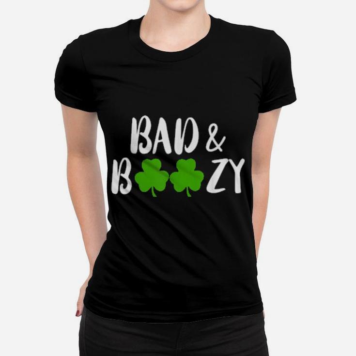 Funny Irish Saint St Patricks Day Bad And Boozy Women T-shirt