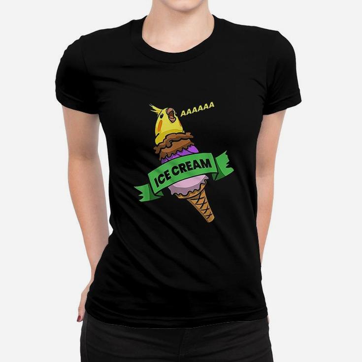 Funny Parrot Pet Doodle  Scream Ice Cream Cockatiel Women T-shirt