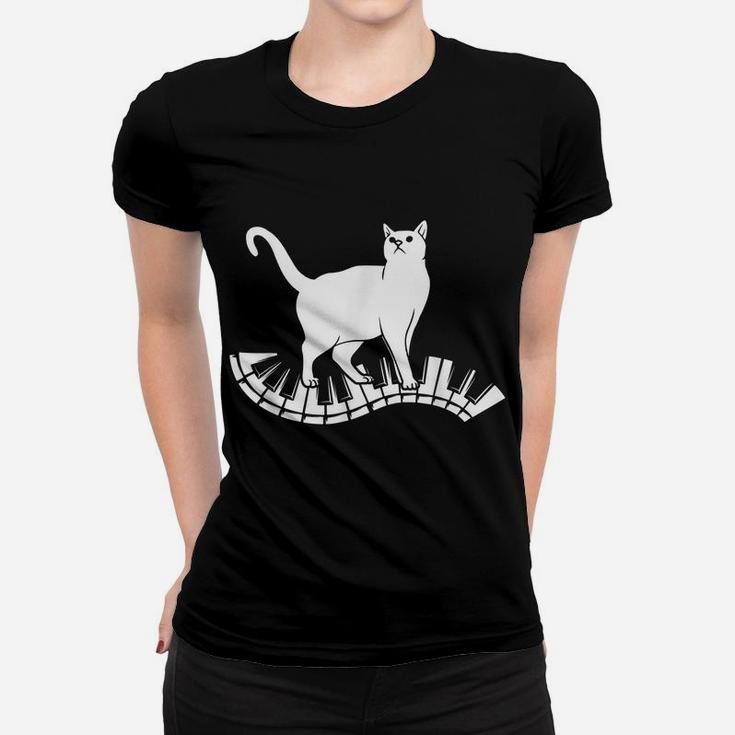 Funny Piano Music Cat Design Men Women Kids Cat Piano Lovers Women T-shirt