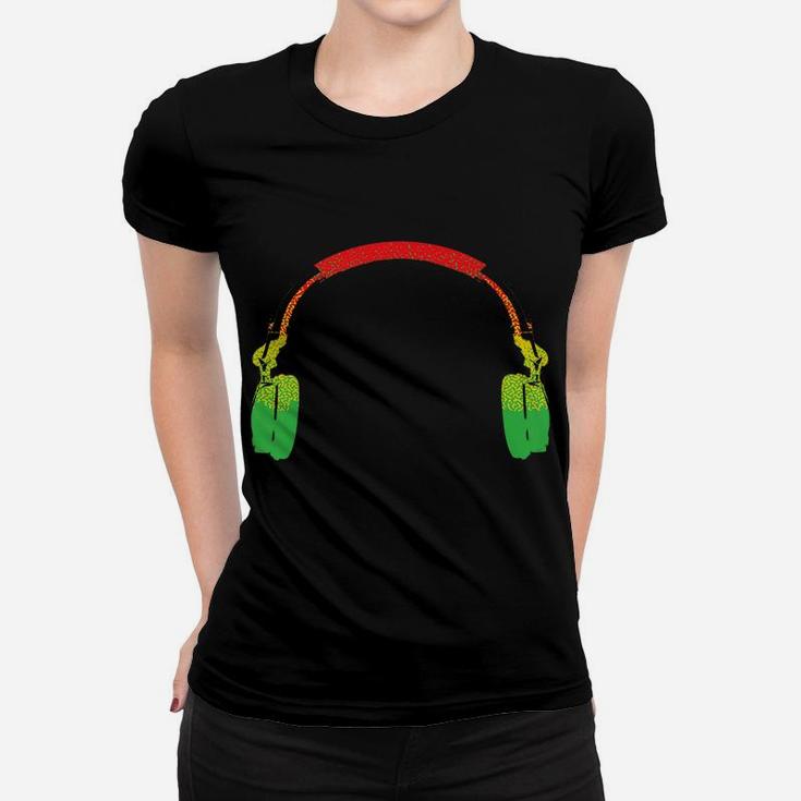 Funny Rasta Gift For Men Women Cool Rasta Colors Headphone Women T-shirt