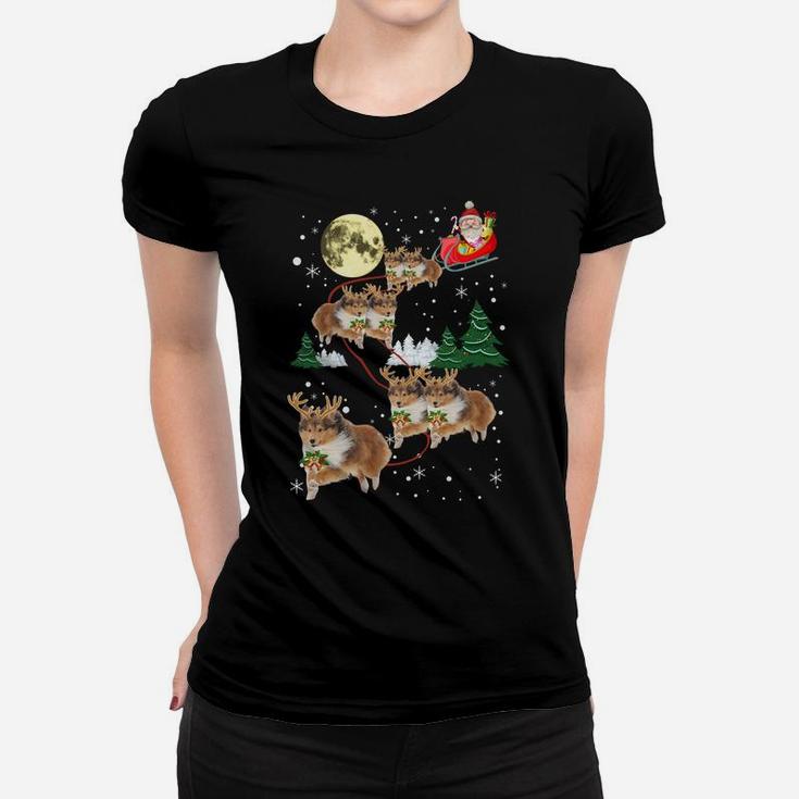 Funny Reindeer Sheltie Xmas Christmas Dog Lovers Gift Sweatshirt Women T-shirt