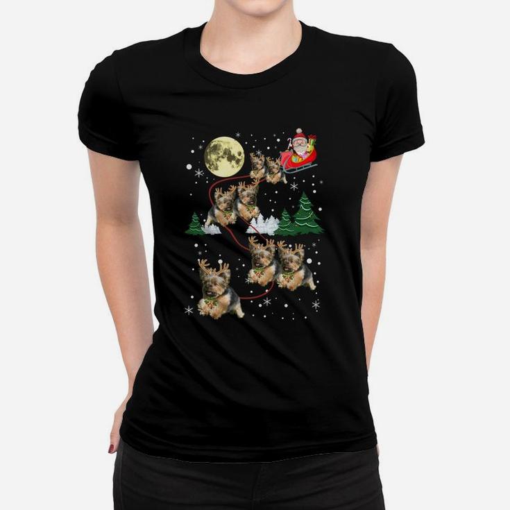 Funny Reindeer Yorkie Xmas Christmas Dog Lovers Gift Sweatshirt Women T-shirt