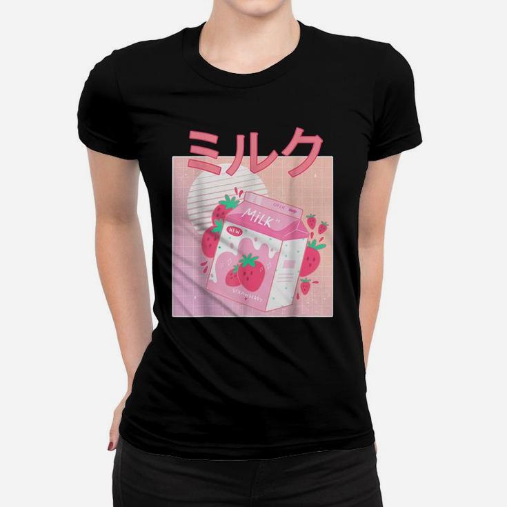 Funny Retro 90S Japanese Kawaii Strawberry Milk Shake-Carton Women T-shirt