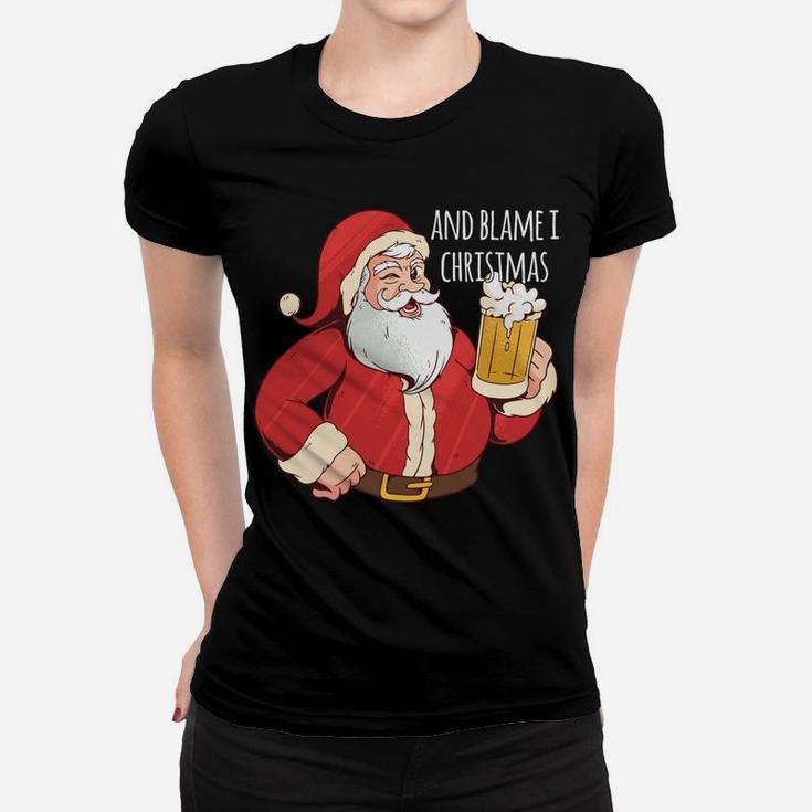 Funny Santa Clause Let's Get Fat And Drunk Funny Christmas Women T-shirt