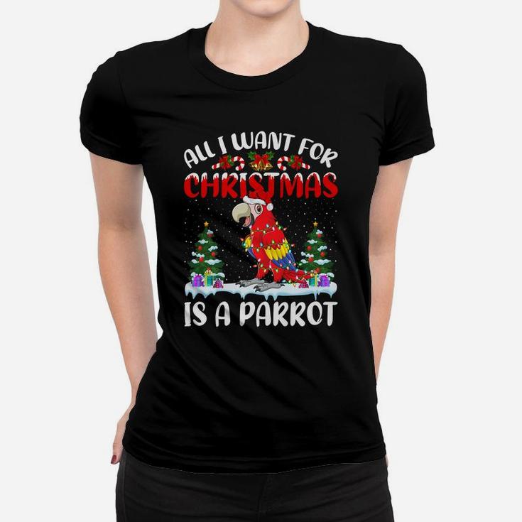 Funny Santa Hat All I Want For Christmas Is A Parrot Women T-shirt