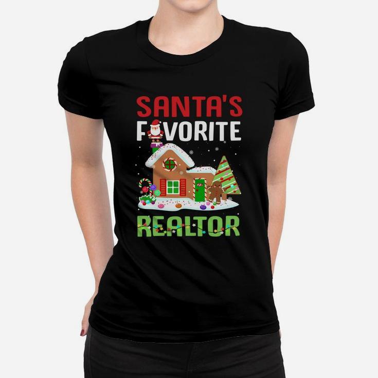 Funny Santa's Favorite Realtor Estate Agent Christmas Gift Sweatshirt Women T-shirt