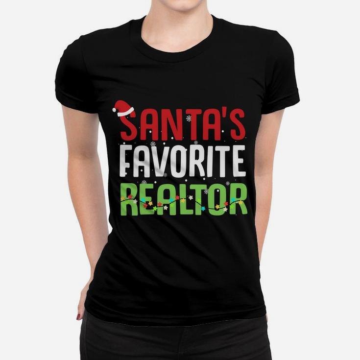 Funny Santa's Favorite Realtor Estate Agent Christmas Gift Women T-shirt
