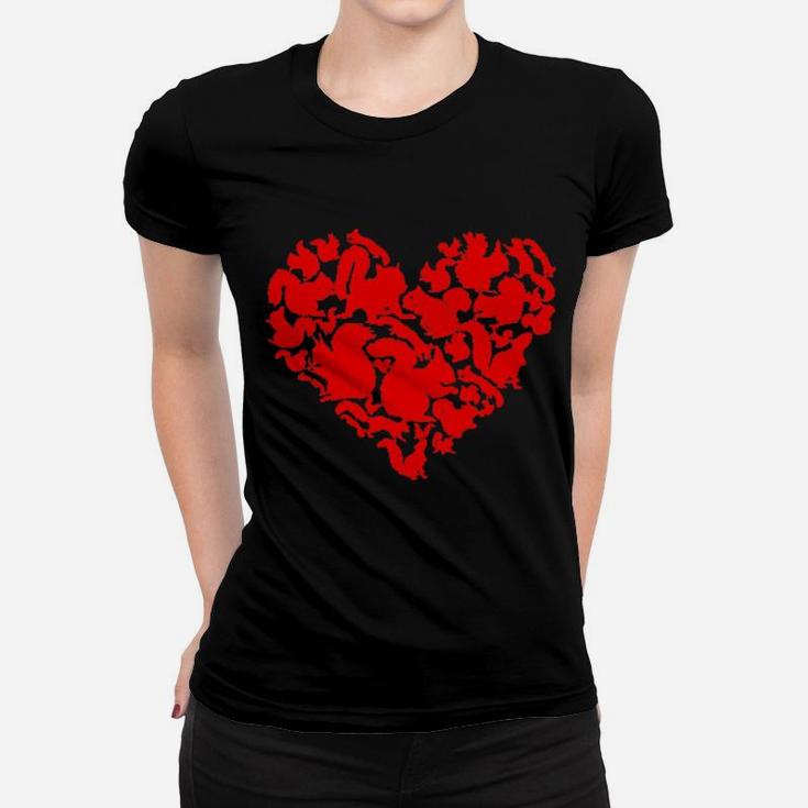 Funny Squirrel Heart Valentine Gift Squirrel Lover Women T-shirt