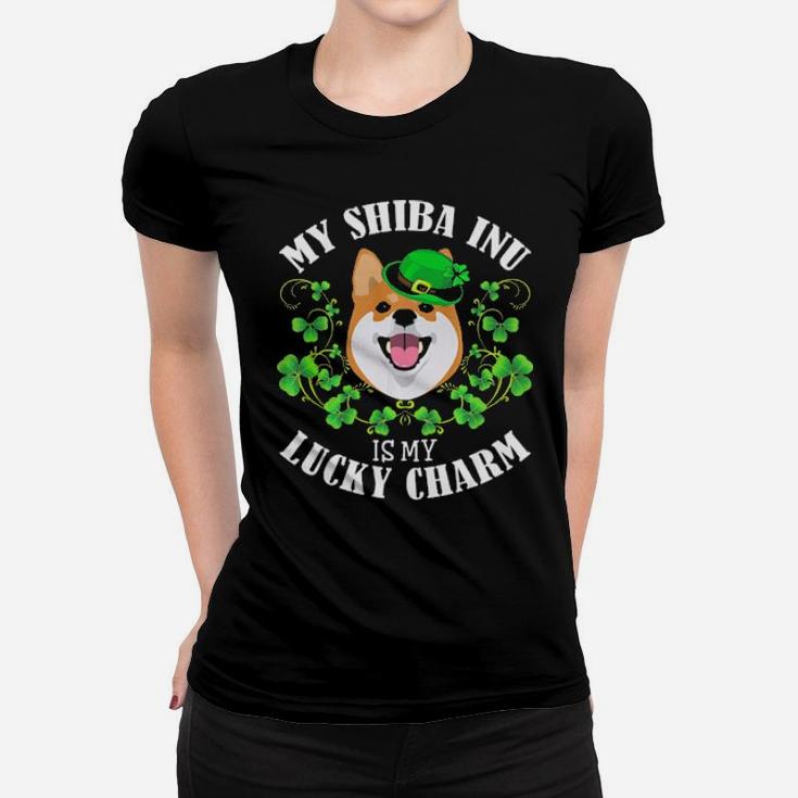 Funny St Patricks Day   My Shiba Inu Is My Lucky Charm Women T-shirt