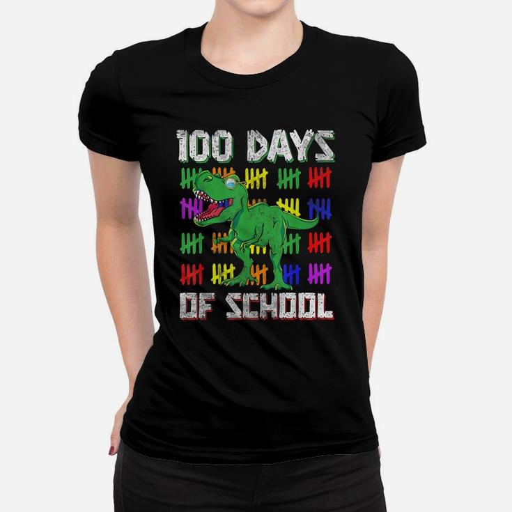 Funny Student Gift DinoRex Dinosaur 100 Days Of School Women T-shirt