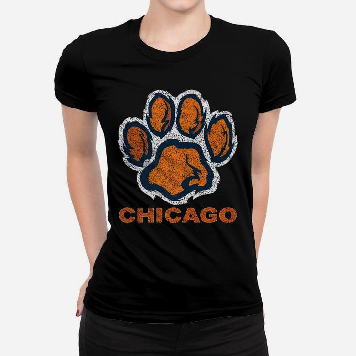 Funny Vintage Foot Paw Bear Orange Chicago Gifts Women T-shirt