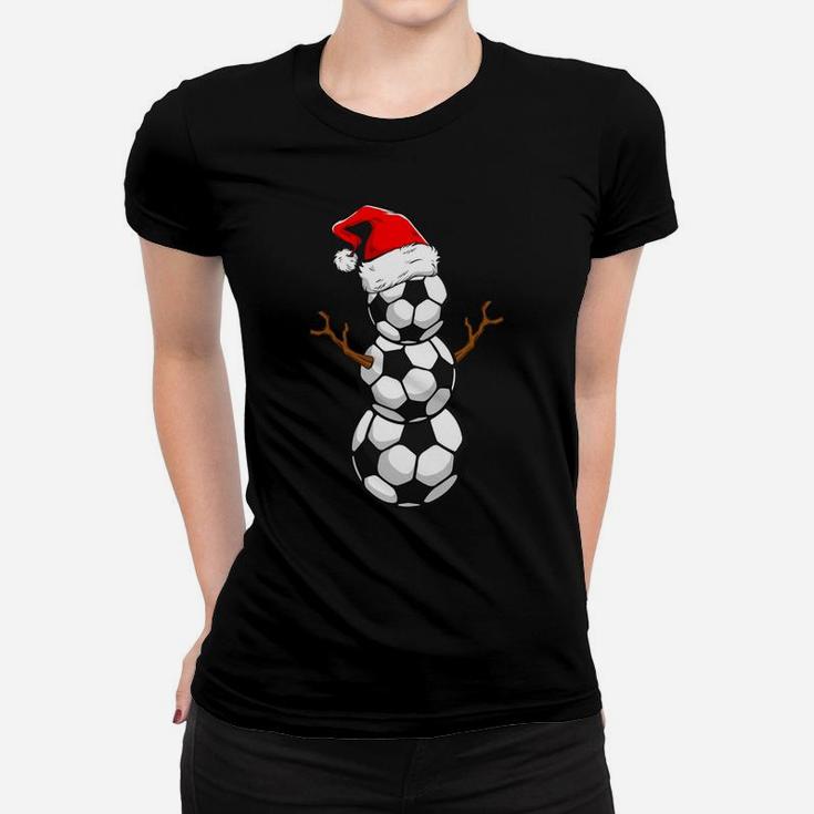 Funny Xmas Christmas Holiday Santa Snowman Ball Gifts Soccer Women T-shirt