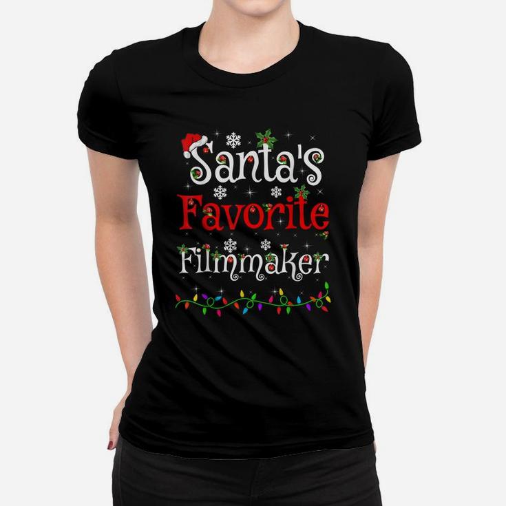 Funny Xmas Lighting Santa's Favorite Filmmaker Christmas Women T-shirt