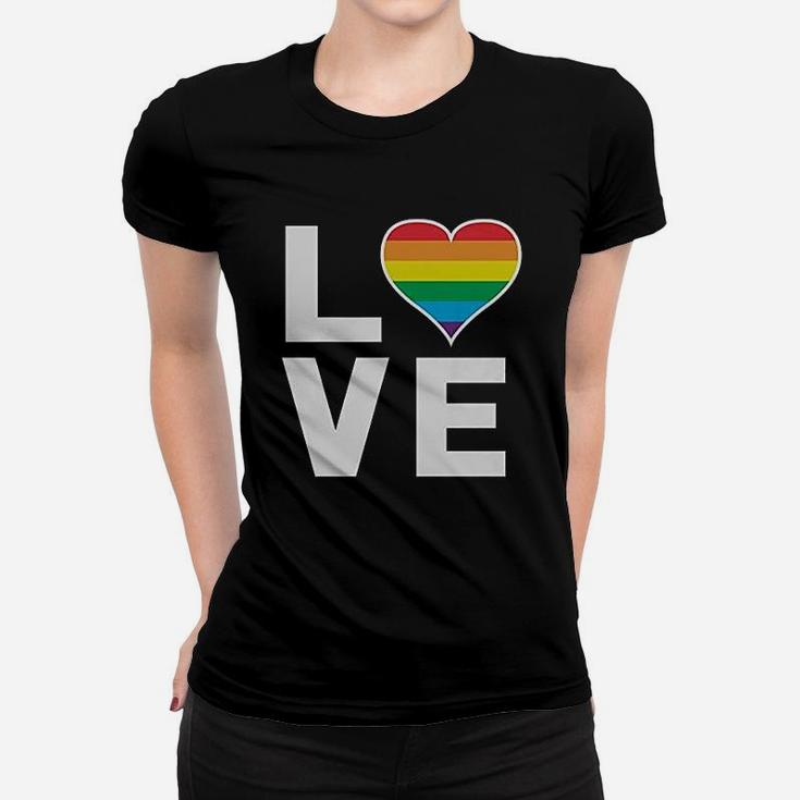 Gay Love Rainbow Heart Lgbt Gay Pride Awareness Women T-shirt