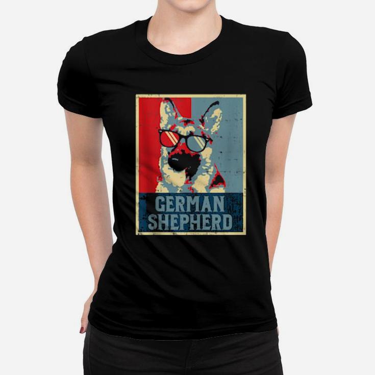 German Shepherd Obama Poster Vintage Dog Owner Women T-shirt