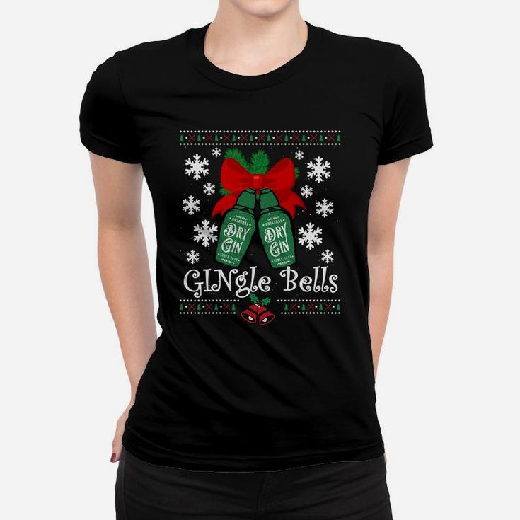 Gingle Bells Ugly Christmas Gin Mistletoe Xmas Sweatshirt Women T-shirt