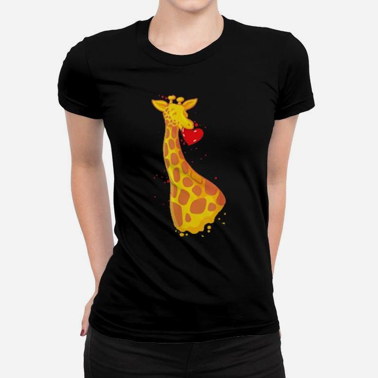 Giraffe Love Valentines Day Women T-shirt